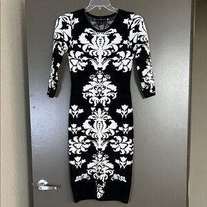 Black and White Long Sleeve Dress winter dress